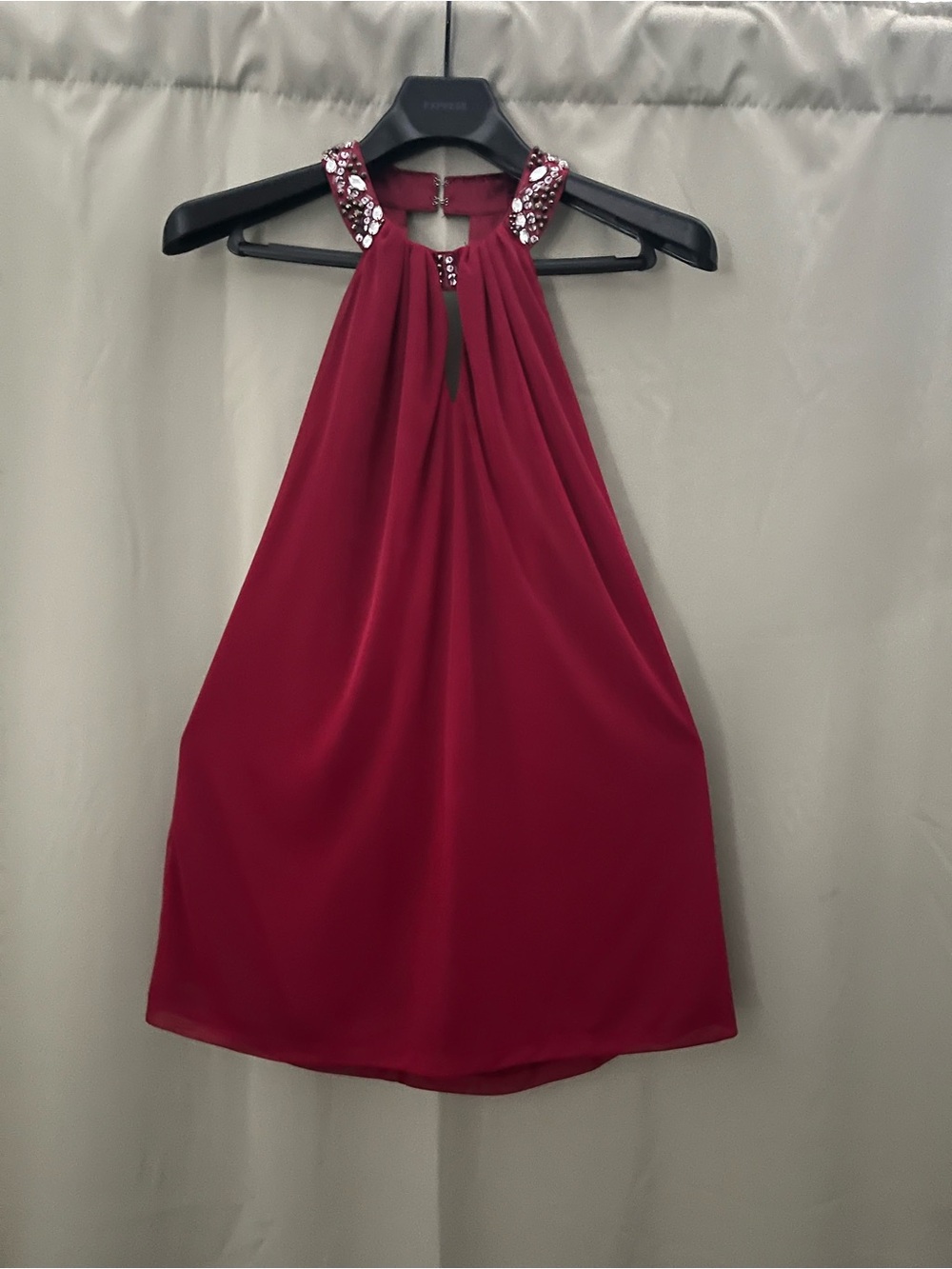 Sequin Hearts Burgundy Halter Neck Embellished Dress